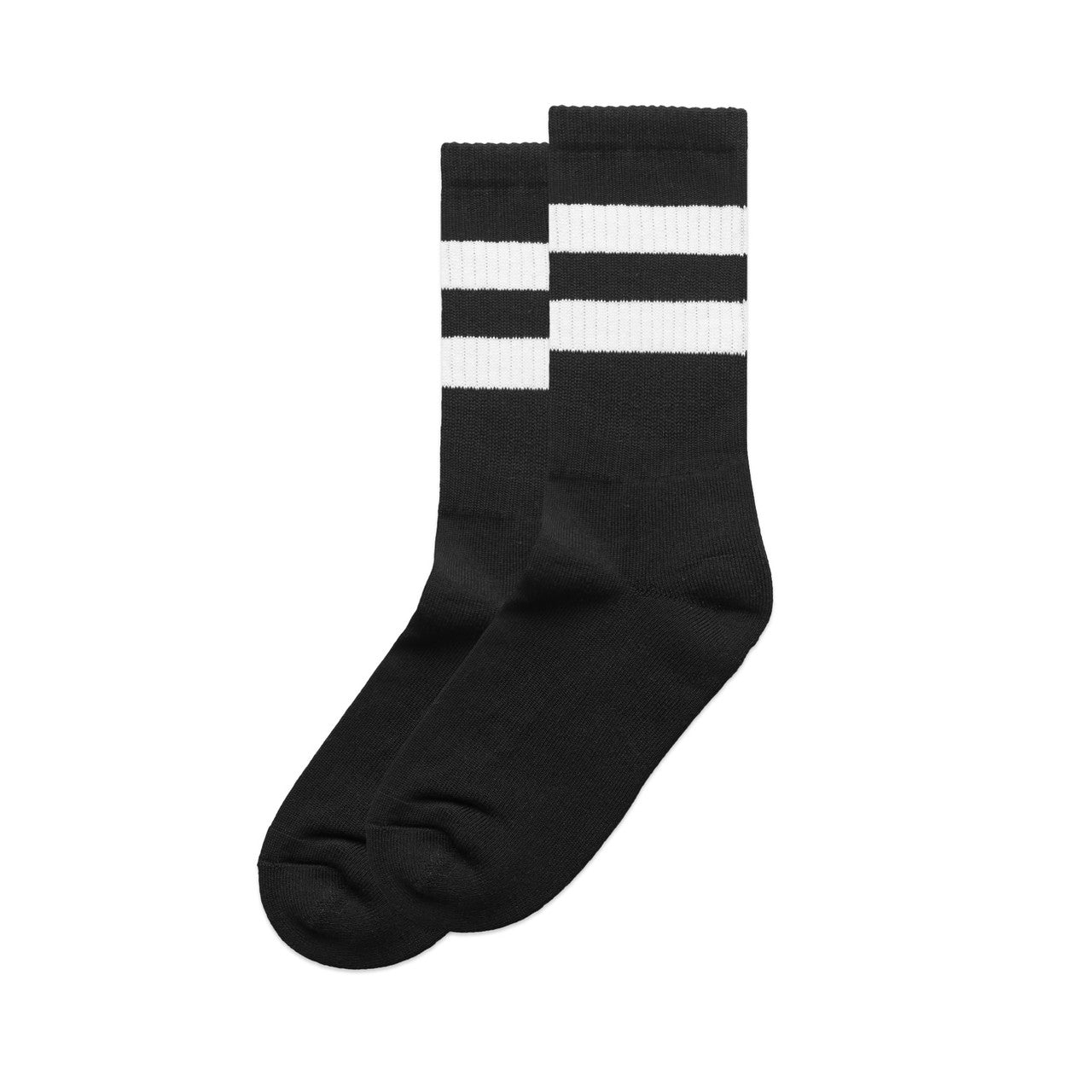 AS COLOUR - 1210 RELAX STRIPE SOCKS (2 PK) Black/White 4-8