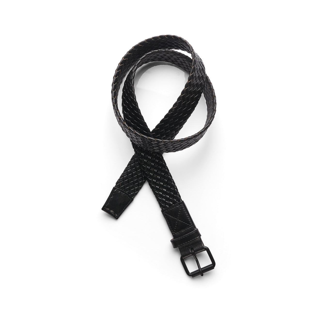 AS COLOUR - 1405 BRAIDED LEATHER BELT Black SML