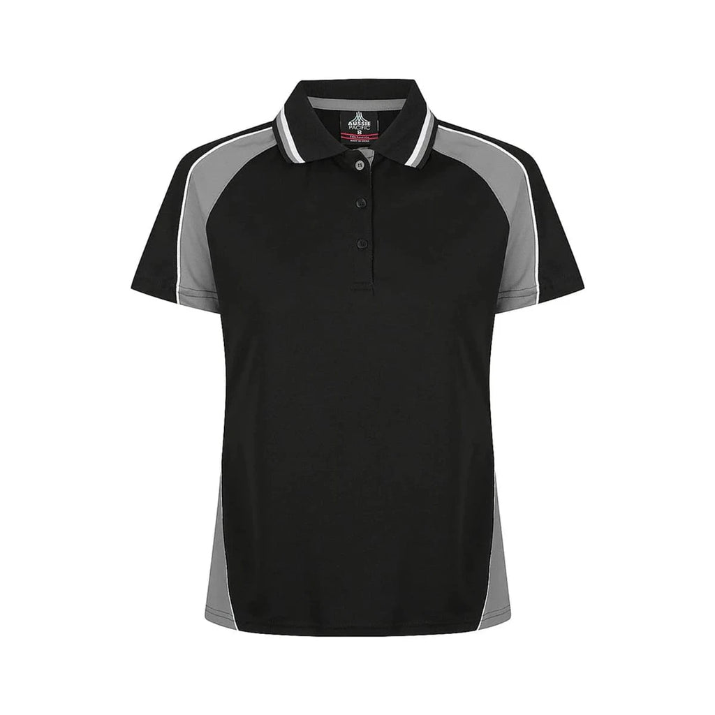 AUSSIE PACIFIC - PANORAMA LADY POLOS - 2309 BLACK/ASHE/WHITE 6