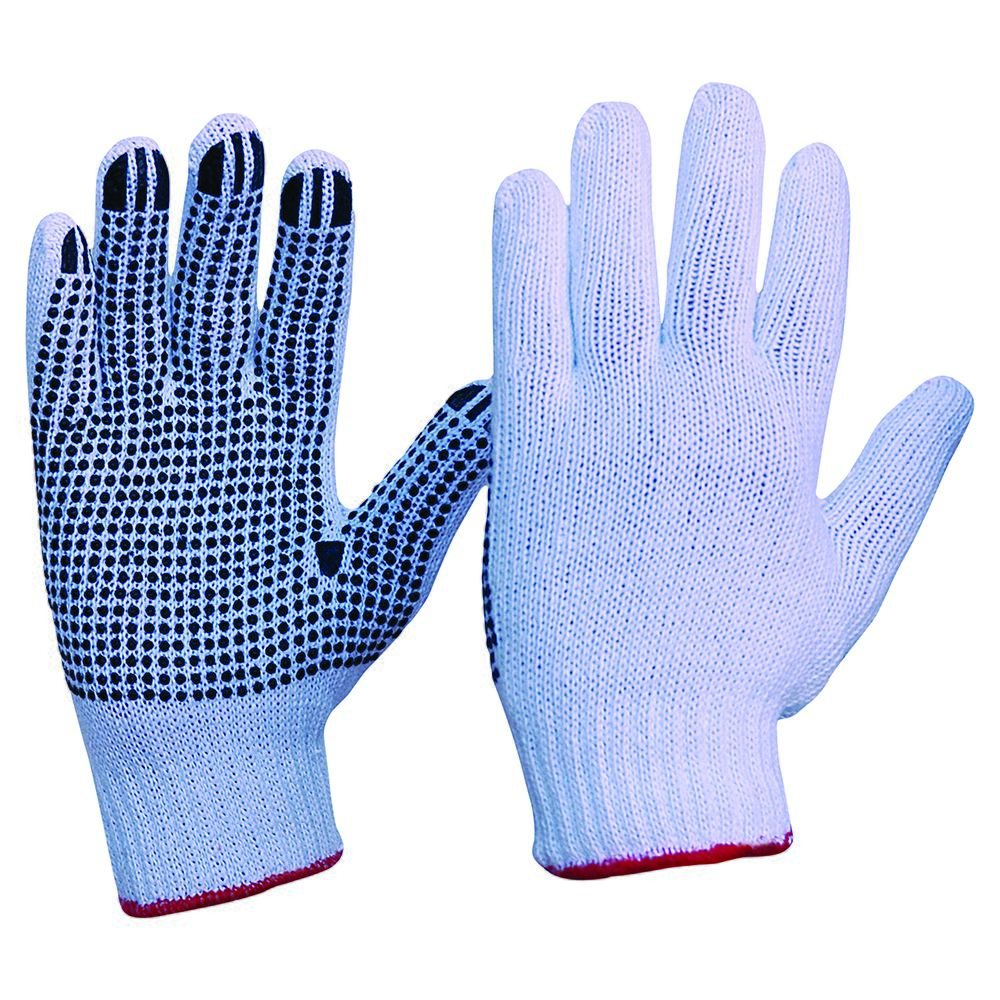 PRO - Knitted Poly/Cotton With PVC Dots Gloves Ladies Size