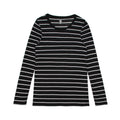 AS COLOUR - 4027 FINE STRIPE LS TEE Black/White XSM