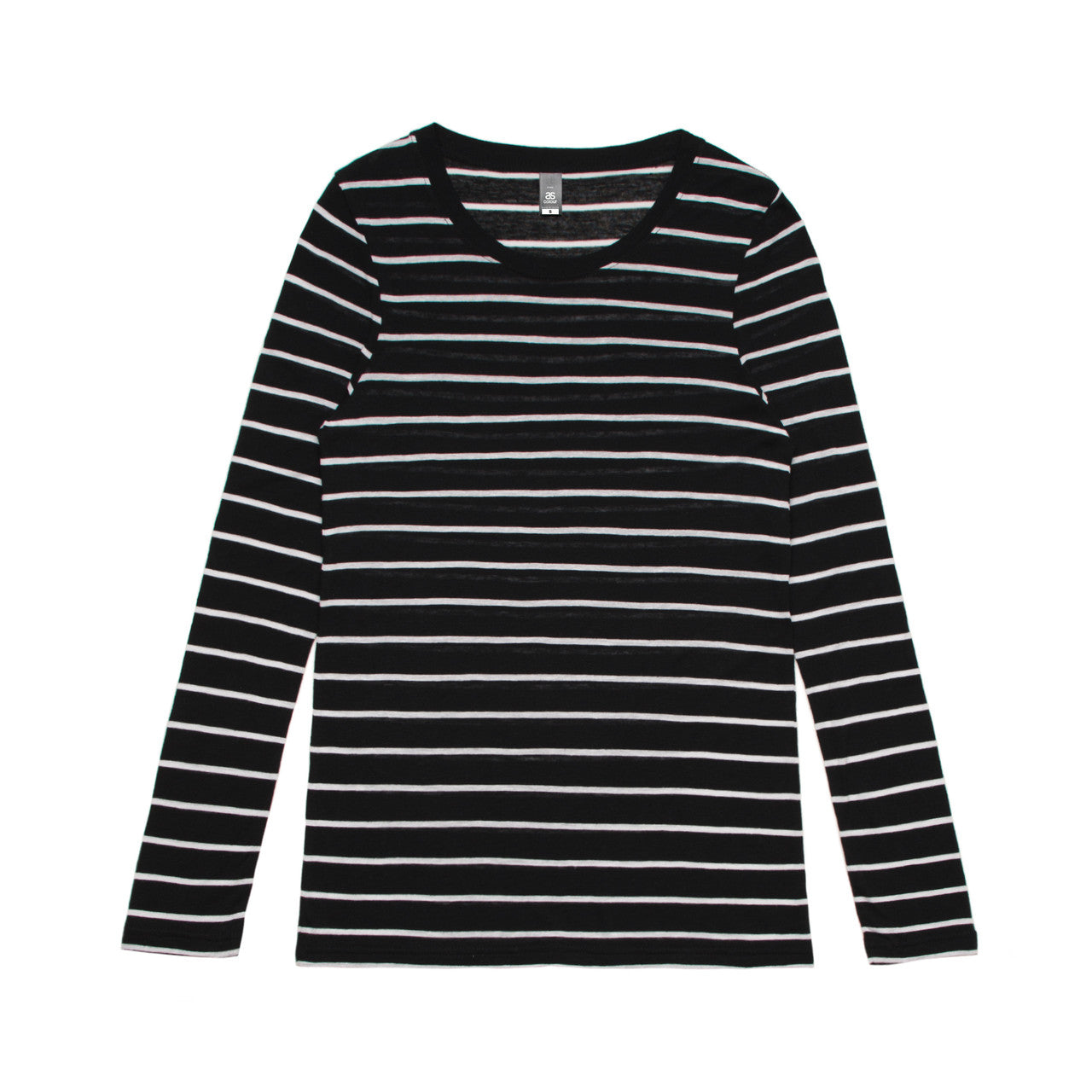AS COLOUR - 4027 FINE STRIPE LS TEE Black/White XSM
