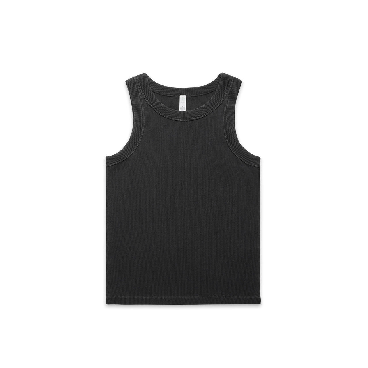AS COLOUR - 4034 FADED ORGANIC RIB TANK Faded Black XSM
