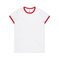 AS COLOUR - 4053 WOS RINGER TEE White/Red XSM