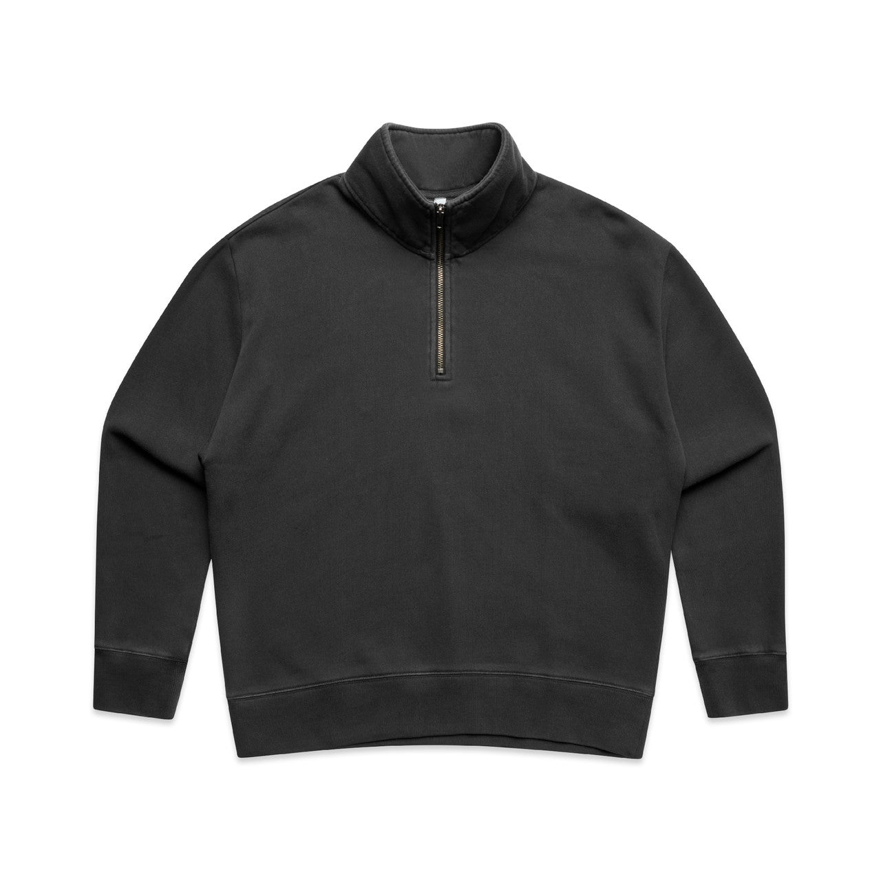 AS COLOUR - 4167 WOS RELAX FADED HALF ZIP Faded Black XSM