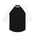 AS COLOUR - 5012 RAGLAN TEE Black/White XSM