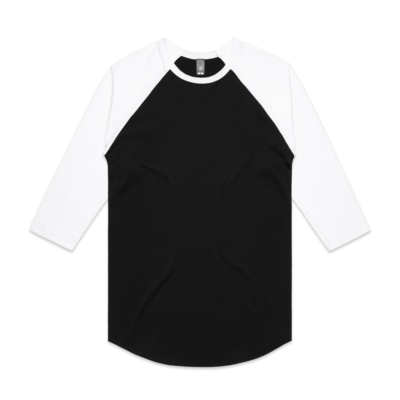 AS COLOUR - 5012 RAGLAN TEE Black/White XSM