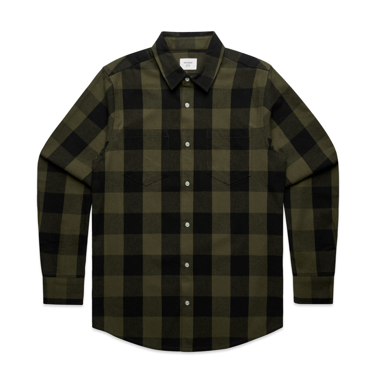 AS COLOUR - 5417 CHECK SHIRT Army/Black SML