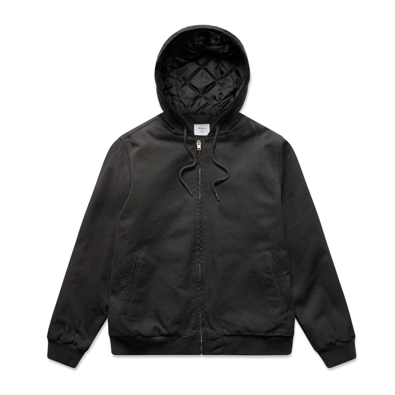AS COLOUR - 5532 CANVAS BOMBER HOOD JACKET Black XSM