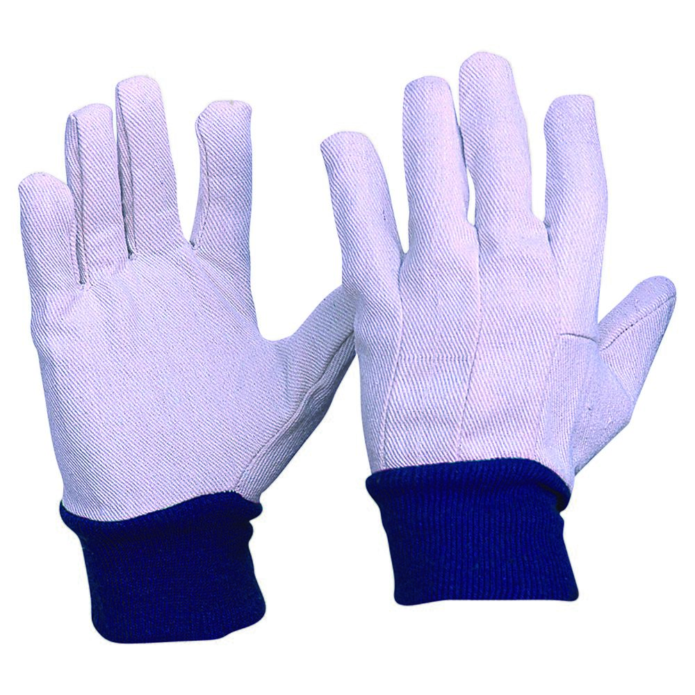PRO - Cotton Drill Blue Knit Wrist Gloves Mens Size