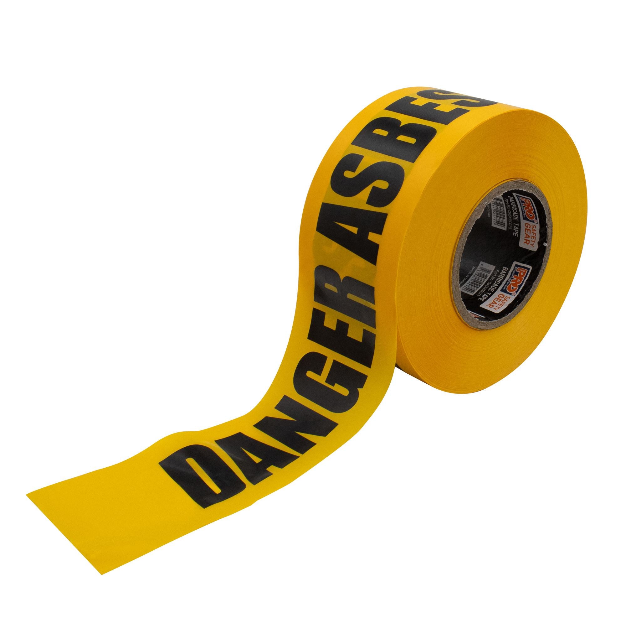 PRO - Barricade Tape - 300M X 75mm Danger Asbestos Dust Hazard Print