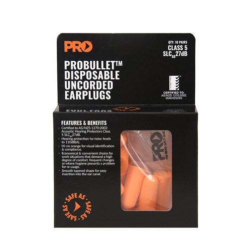 PRO - Probullet Disposable Uncorded Earplugs 10 Pack