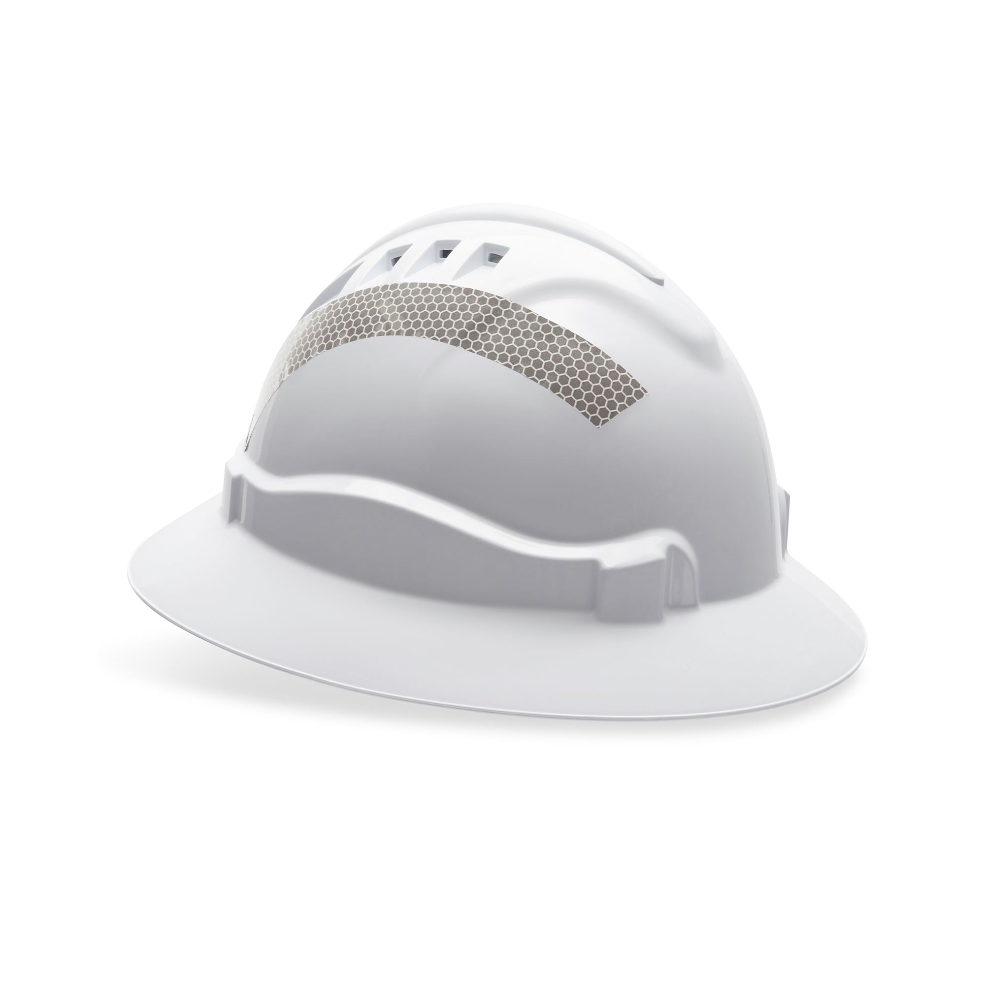 PRO - V6 Vented Full Brim Hard Hat White with Reflective Tape