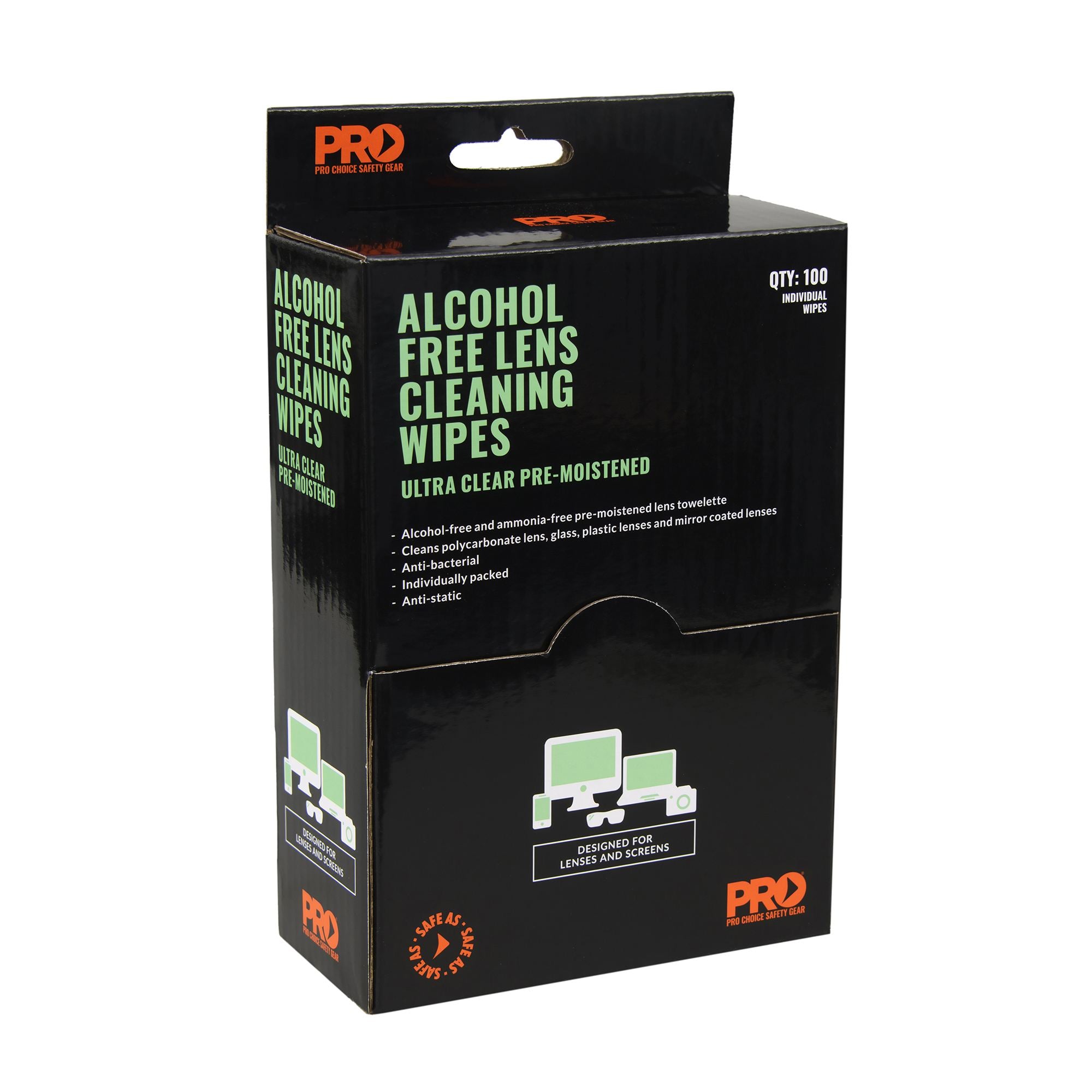 PRO - Lens Cleaning Wipe - Alcohol Free 100 Pack