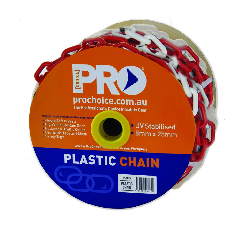 PRO - Plastic Safety Chain Red/White 8mm X 25M