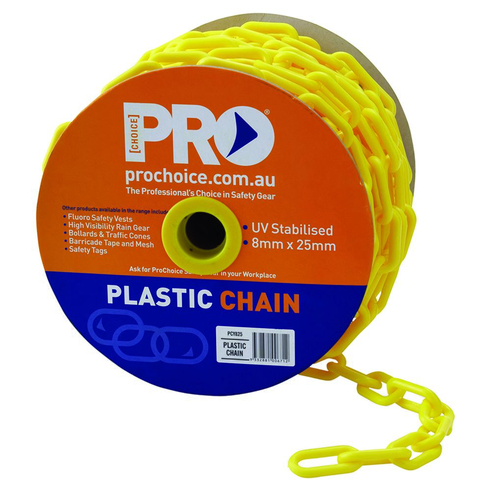 PRO - Plastic Safety Chain Yellow 8mm X 25M