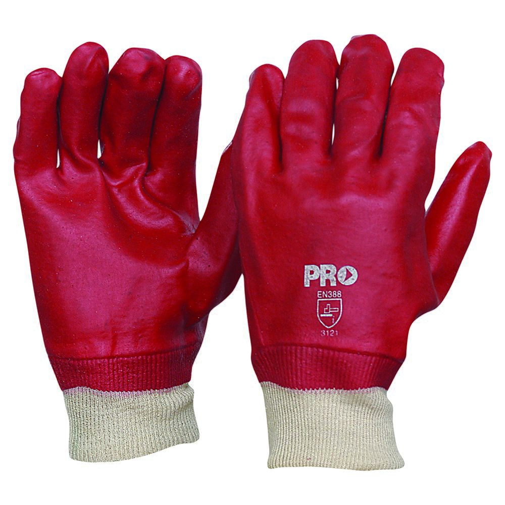 PRO - 27cm Red PVC / Knit Wrist Gloves Large