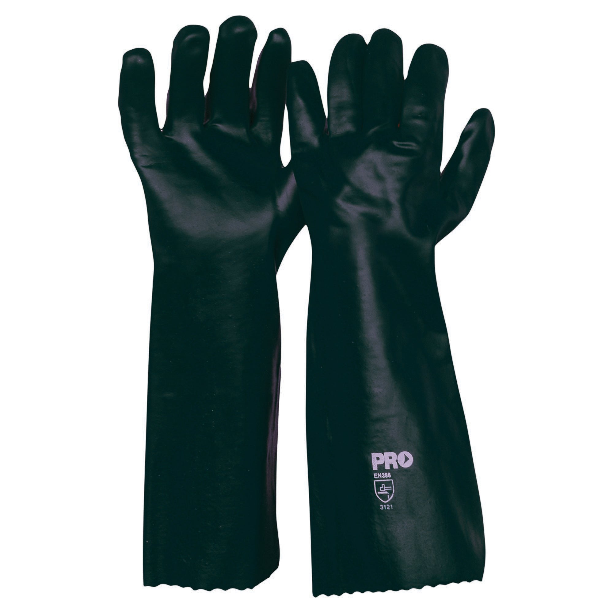 PRO - 45cm Green Double Dipped PVC Gloves Large