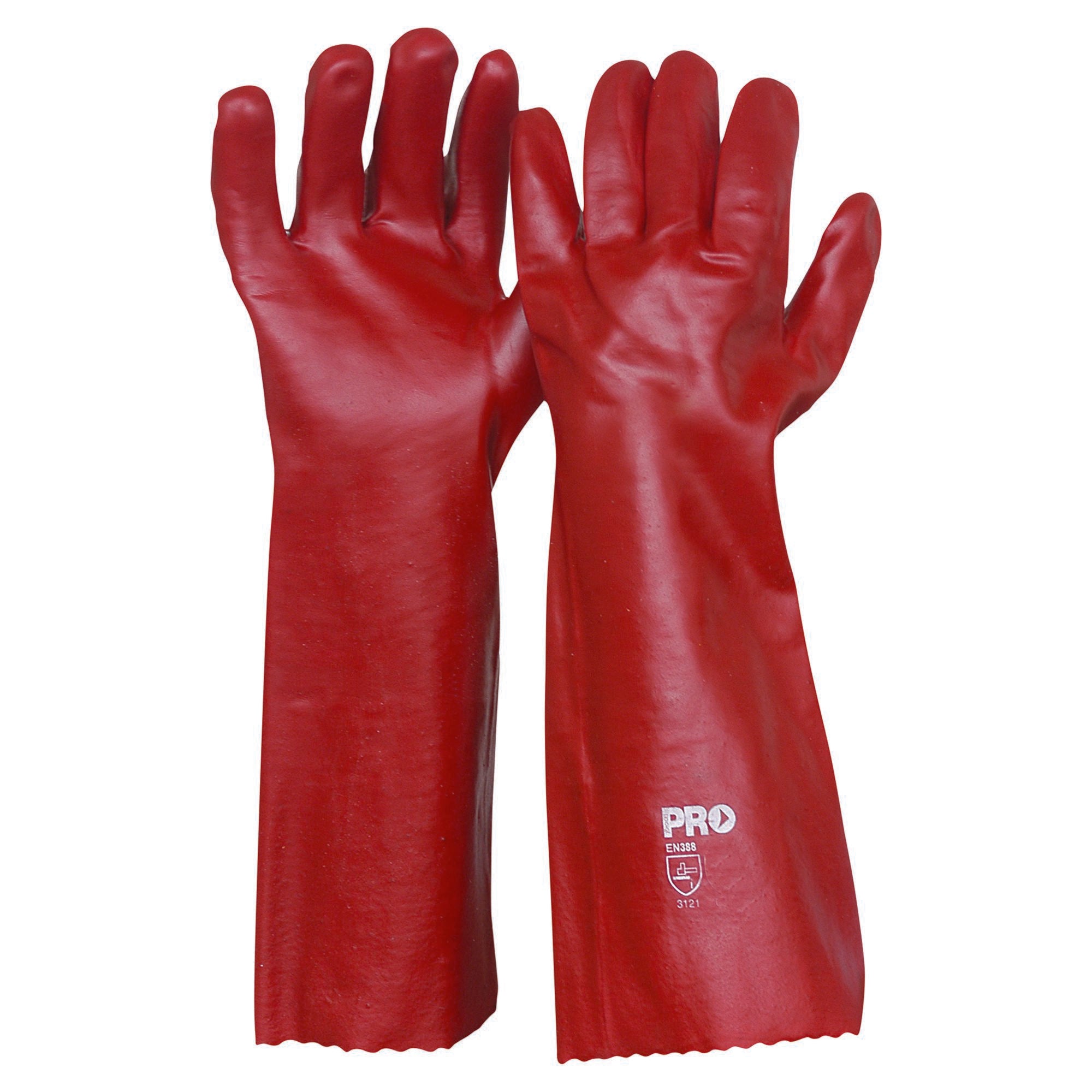 PRO - 45cm Red PVC Gloves Large