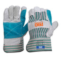 PRO - Green & Grey Striped Cotton / Leather Gloves