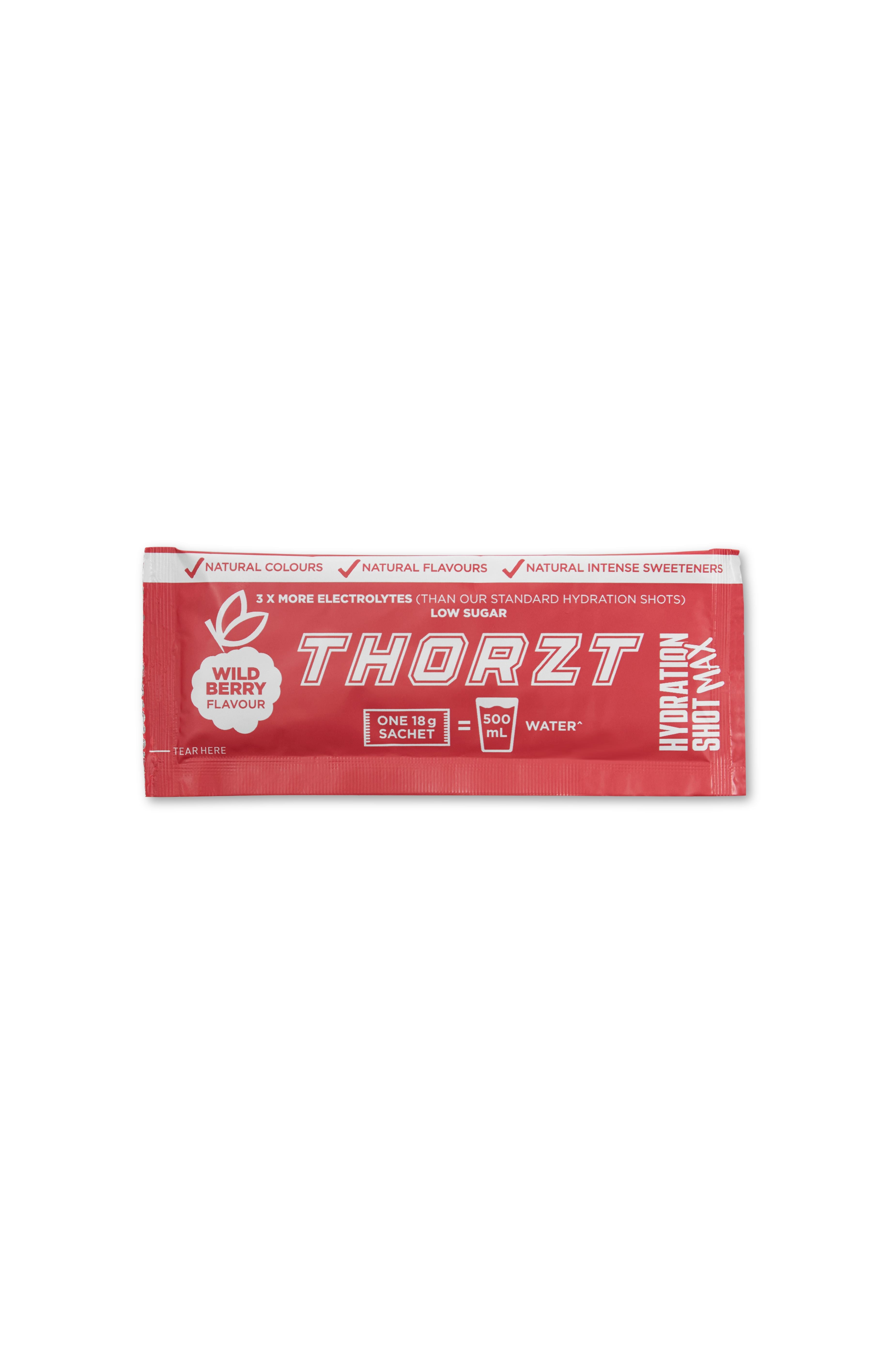 Thorzt - High Electrolyte Low Sugar Hydration Shot Max Powders - Wild Berry